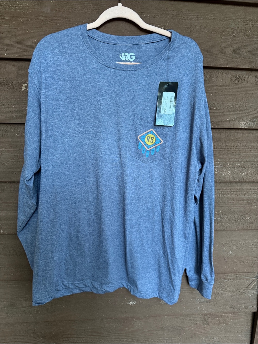 Rowdy Gentleman Men’s Long-Sleeve “Good Vibe Tribe” Pocket Tee size 2XL